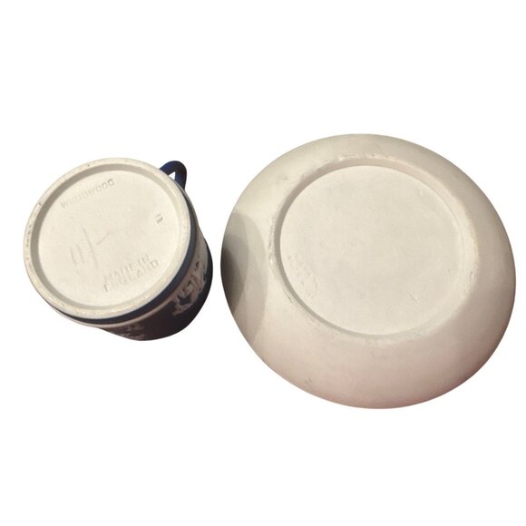 Wedgwood Jasperware Blue & White Demitasse Cup & Saucer Set RARE - Picture 5 of 8